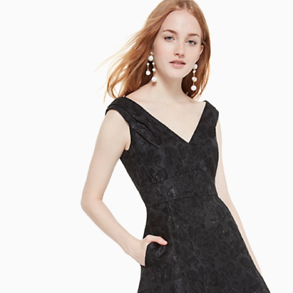 Kate Spade Black Metallic Jacquard Dress 14